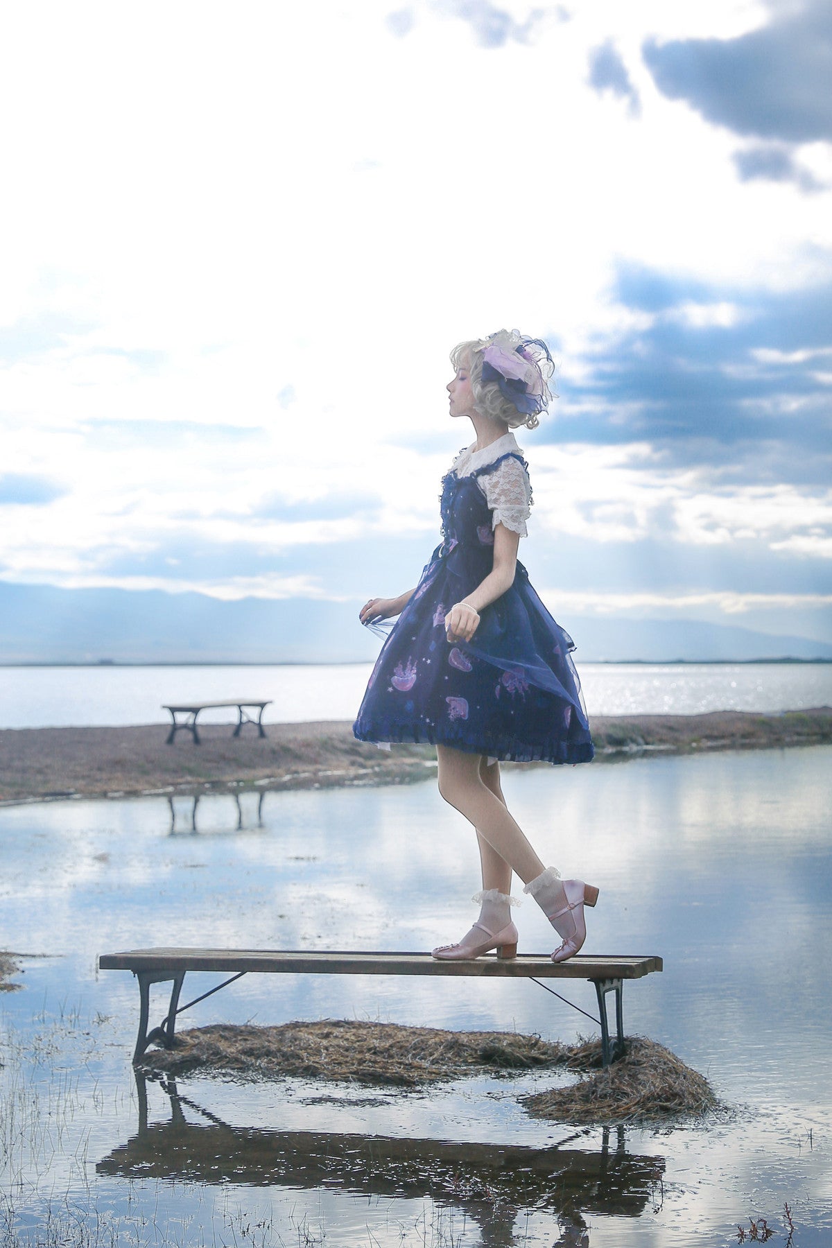 LilithEye - Jellyfish Meteor - Chiffon Fairy Jellyfish Printed Lolita JSK