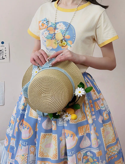Miss Point - Daisy Lemon - Daily Lolita Lemon Print T-Shirt Customized