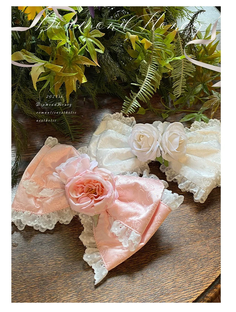 Diamond Honey - Love and Roses - Princess Bridal Wedding Lolita Dress With Rose Detail and Tiered Skirt