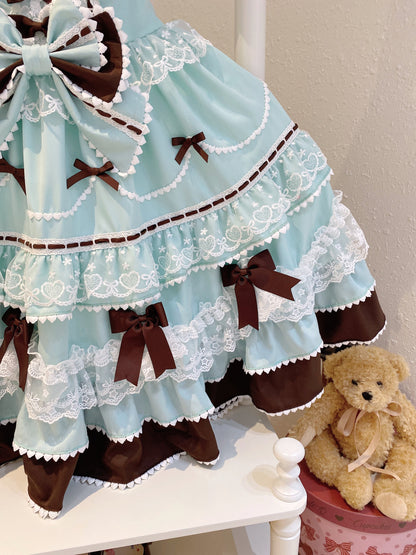 Sugar Girl - Fondant Cake - Summer Sweet Lolita JSK Dress, Tiered Ruffles and Bows