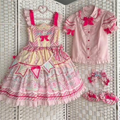 Letters from Unknown Star - Candy Park - Sweet Lolita Print Jumper Dress