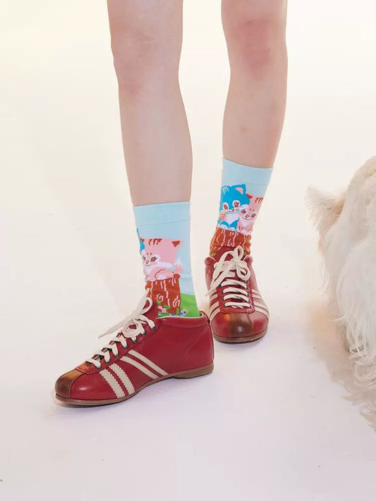 Cat print cotton socks【s0000009051】