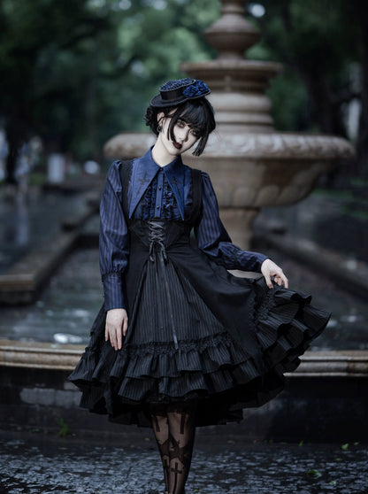 Lilizi - Redemption Song - Gothic Lolita OP Dress Cross Embroidery Tiered Hem