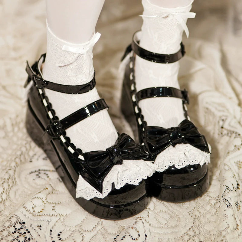 Jiujiu Lolita - Milky Puff - Sweet Lolita Heels Shoes, Round Toe With Petite Wedge