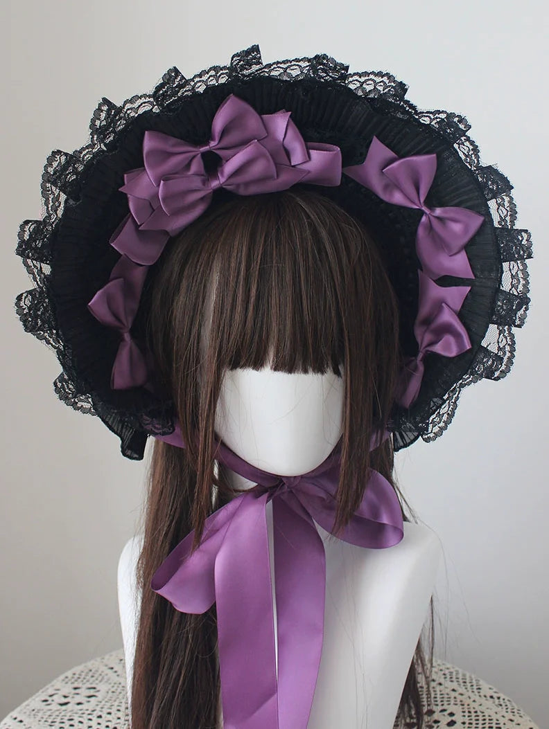 Deer Girl - Gothic Lolita Handmade Bonnet with Bows and Beads