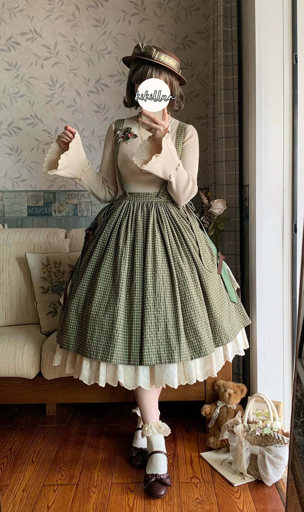 Miss Point - Chubby Fox in the Forest - Customized Lolita Skirt Embroidery Lace Cotton Lolita Skirt