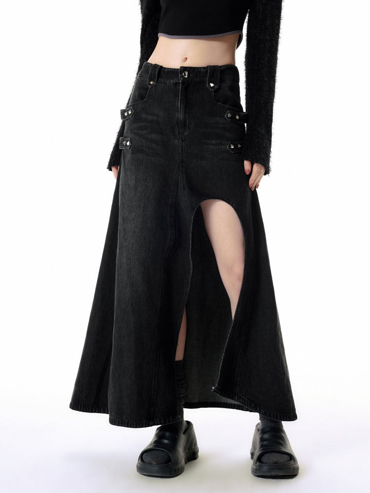 Slit denim skirt【s0000002586】