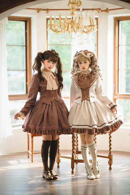 Miss Point - Classical Chocolate - Classic Lolita Skirt Elegant Striped SK