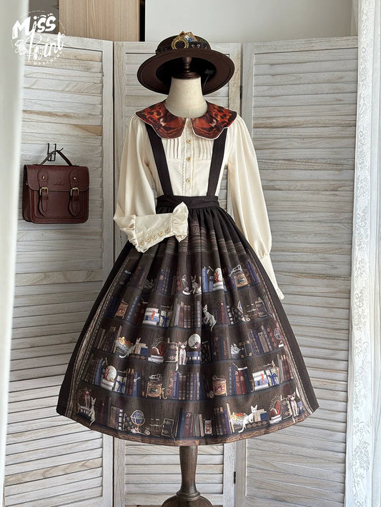 Miss Point - German Bookshelf - Classic Lolita SK, Detachable Suspenders
