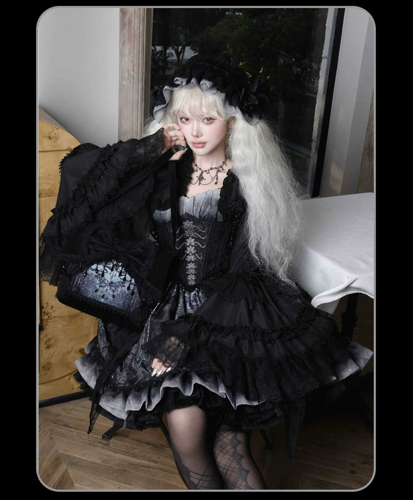 Susin Lolita - Bone-Eroded Butterfly - Gothic Lolita JSK & SK Set
