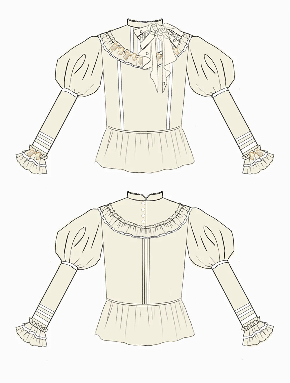 Miss Point - Kaleidoscope - Classical Lolita Shirt Dot Gauze Detachable Puff Sleeve Blouse Customized