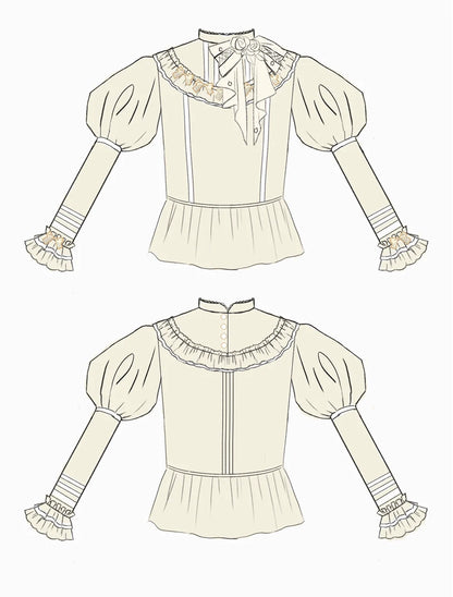 Miss Point - Kaleidoscope - Classical Lolita Shirt Dot Gauze Detachable Puff Sleeve Blouse Customized