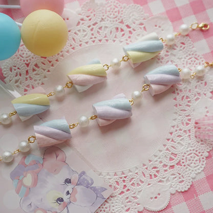 Cat Tea Party - Sweet Lolita Accessories Simulated Cotton Candy Clay Bracelet Necklace