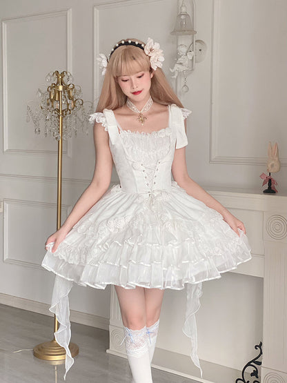 Your princess - Sweet Lolita White Princess Flounce Hemline OP