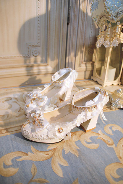 One Night - Wedding Lolita Floral Pointed Toe Heels