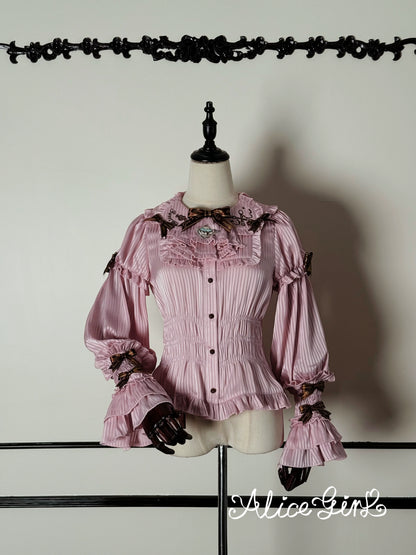 Alice Girl - Bear Chocolate Bar - Kawaii Lolita Blouse, Long Sleeve