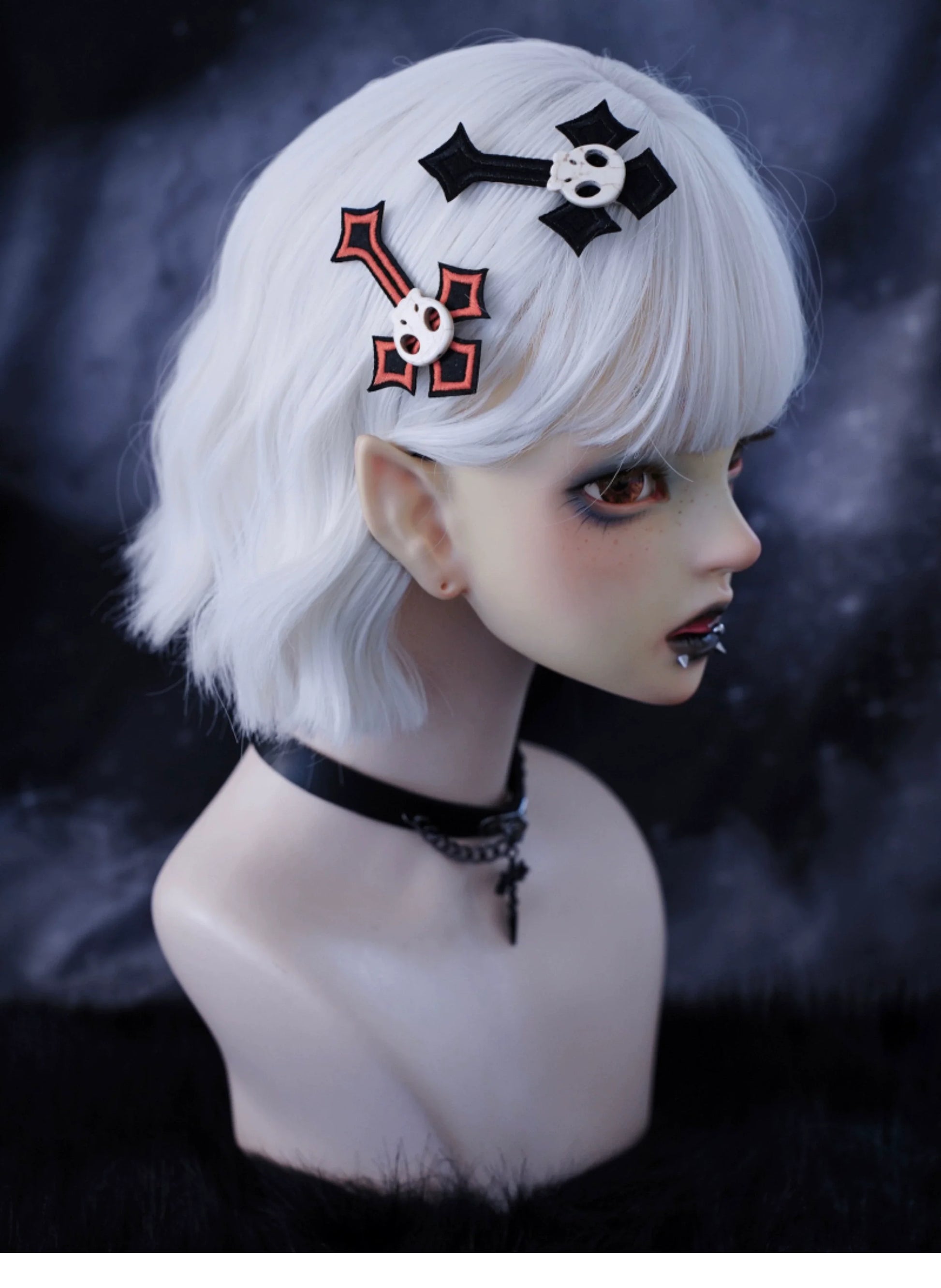 Strange Sugar - Gothic Hair Accessories Set Skulls Sharks Lolita Clips Headbands