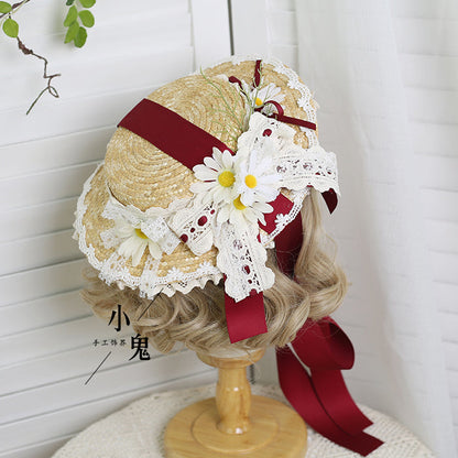 Xiaogui - Flower Lolita Tea Party Straw Hat