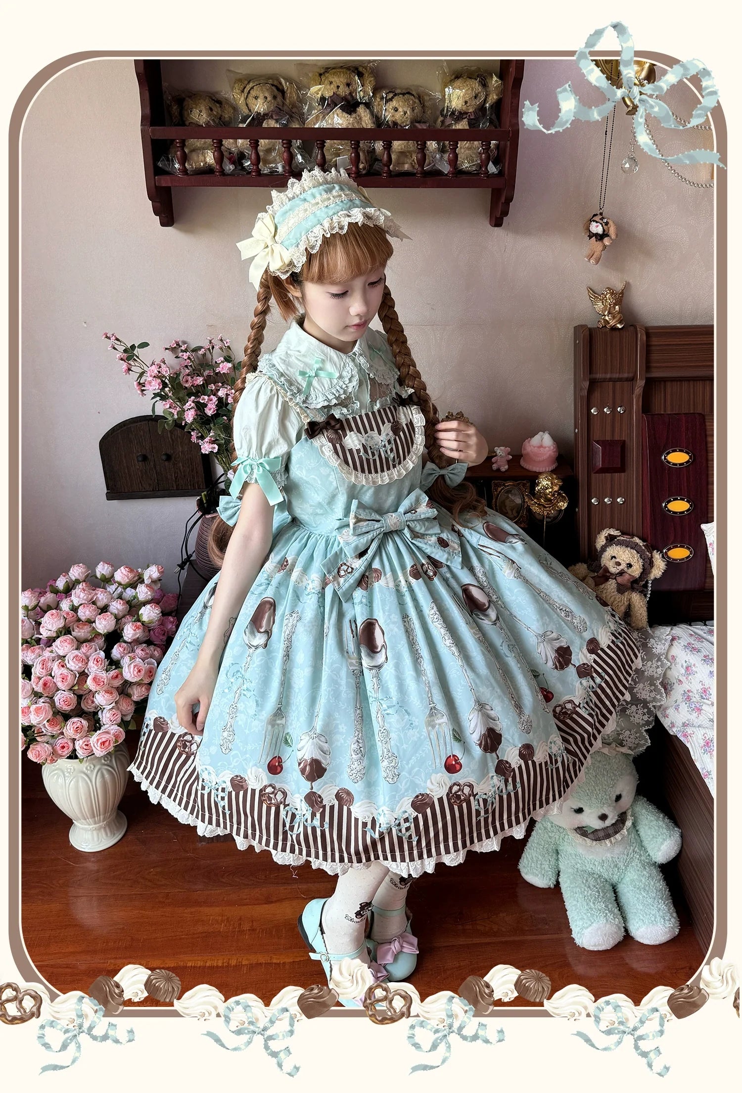 Sweet Dream Sheep - Sweet Dessert - Green Lolita Jumper Dress Lolita Headwear