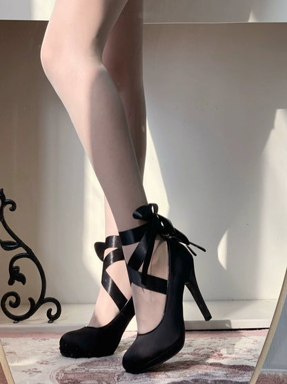 Pure Tea For Dream - Butterfly Specimen - Ballet Style Lolita Shoes Elegant Platform Lolita Heels