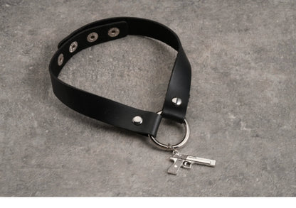 Strange Sugar - Gothic Lolita Choker Faux Leather Heart Pendant Necklace