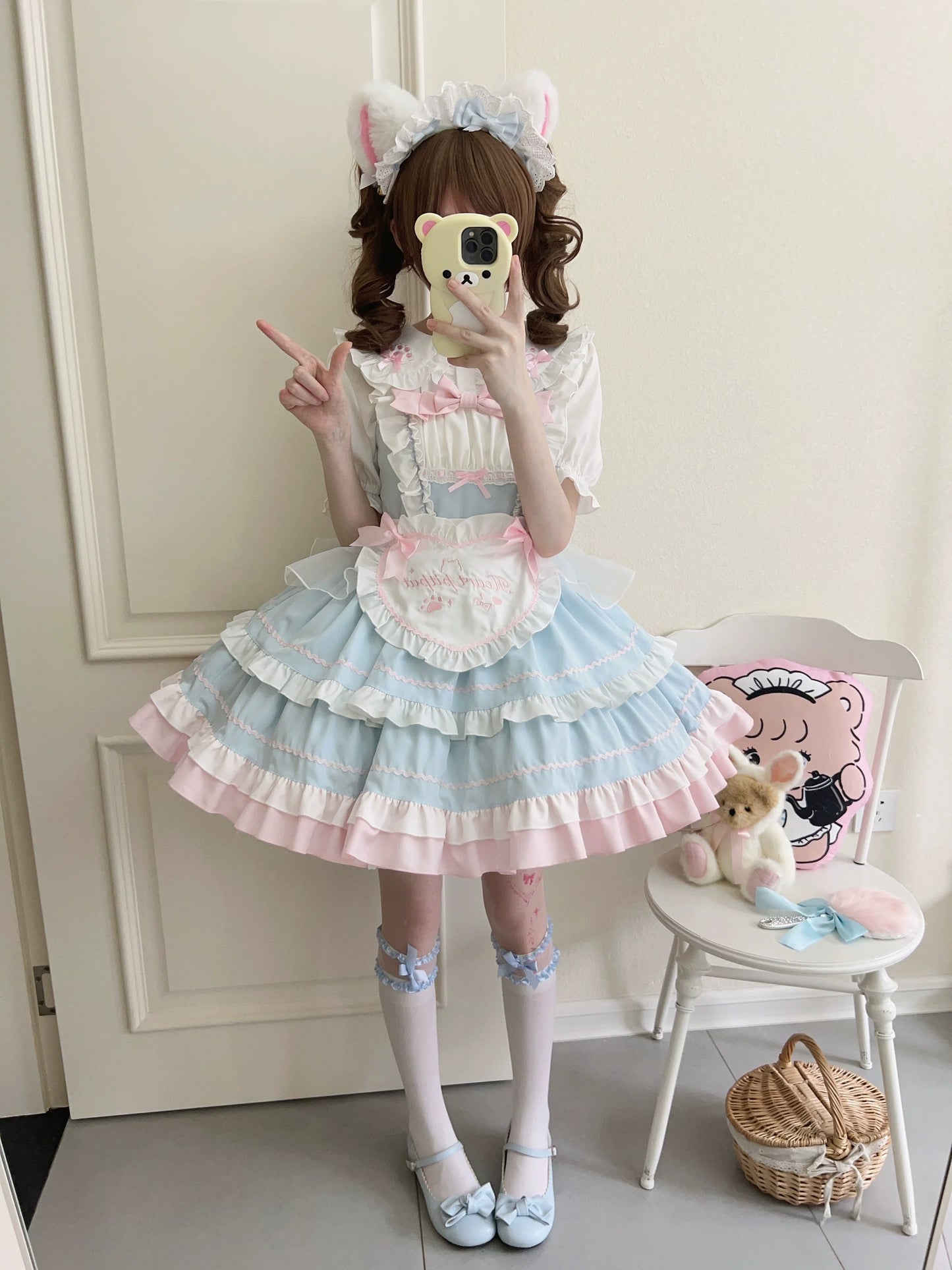 Sugar Girl - Cat Ear Tale - Sweet Lolita Jumper Dress Suspender Dress