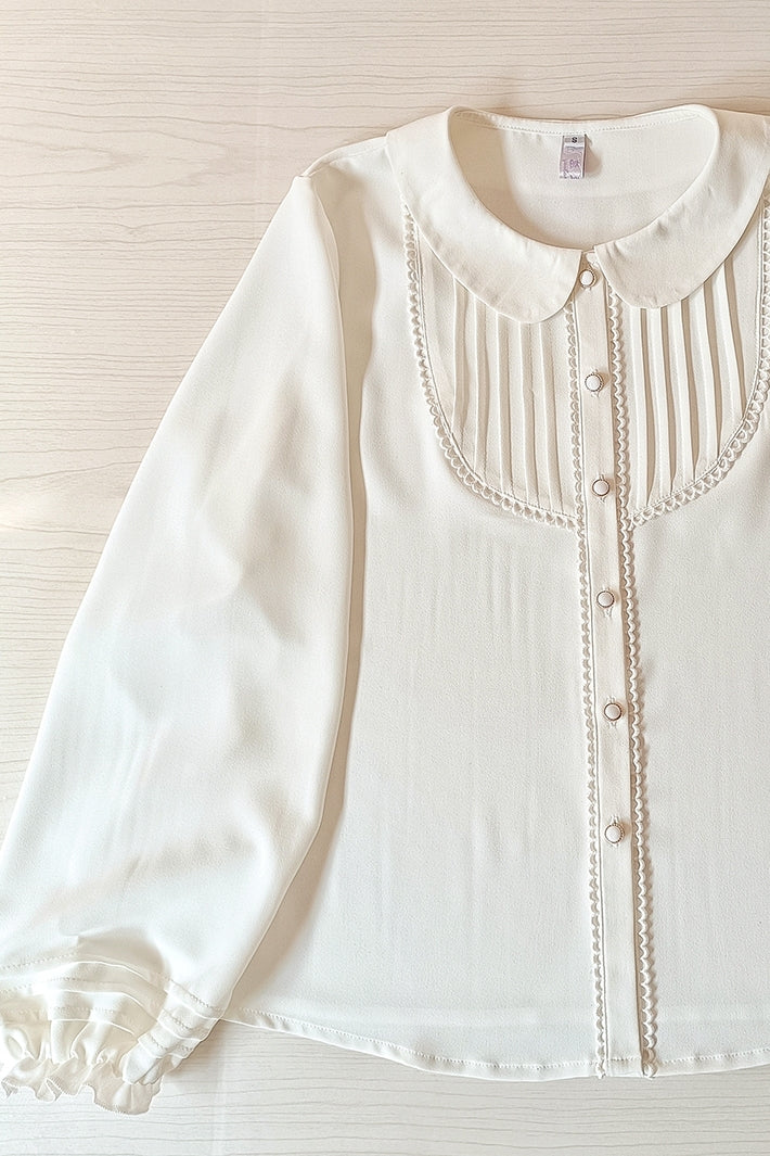Youlan Lane - Elegant Lolita Chiffon White Long Sleeve Blouse