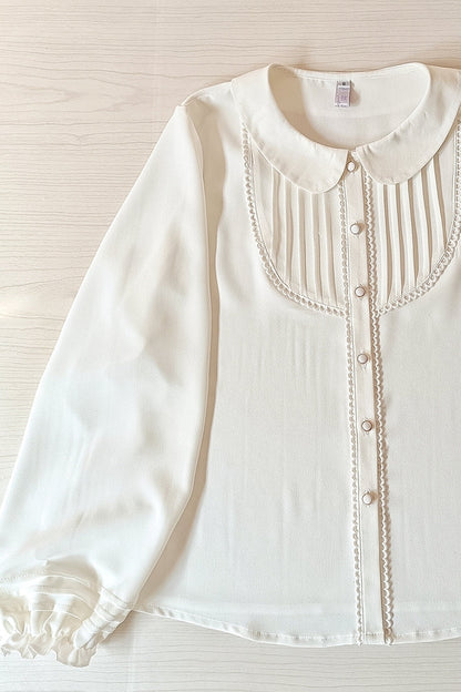 Youlan Lane - Elegant Lolita Chiffon White Long Sleeve Blouse