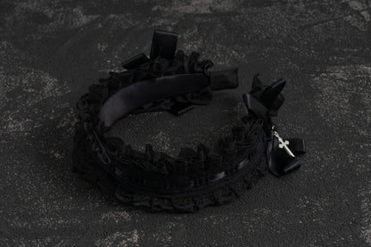 Strange Sugar - Gothic Black Lolita KC Cross Lace Headband Lolita Accessories