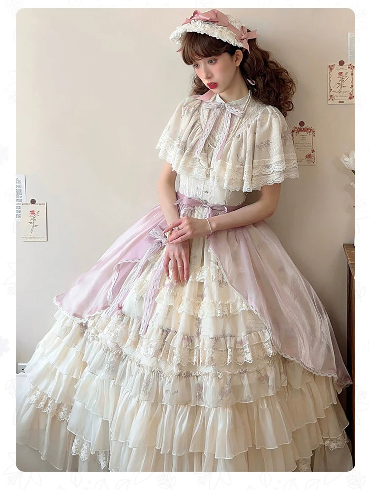 With PUJI - Nanke - Edwardian Collar Classic Lolita OP Dress Outfit