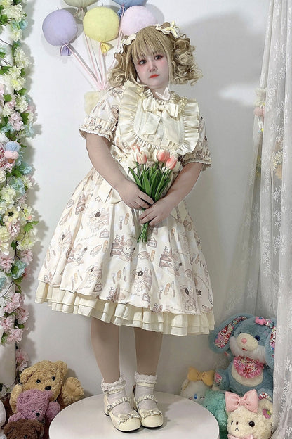 Naomistudio - Cartoon Dogs - Sweet Lolita OP Bows Dress Plus OP