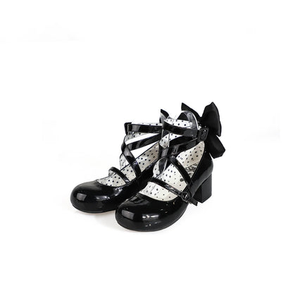 MODO - Follow in the Moonlight - Sweet Lolita Round Toe Shoes with Large Bow