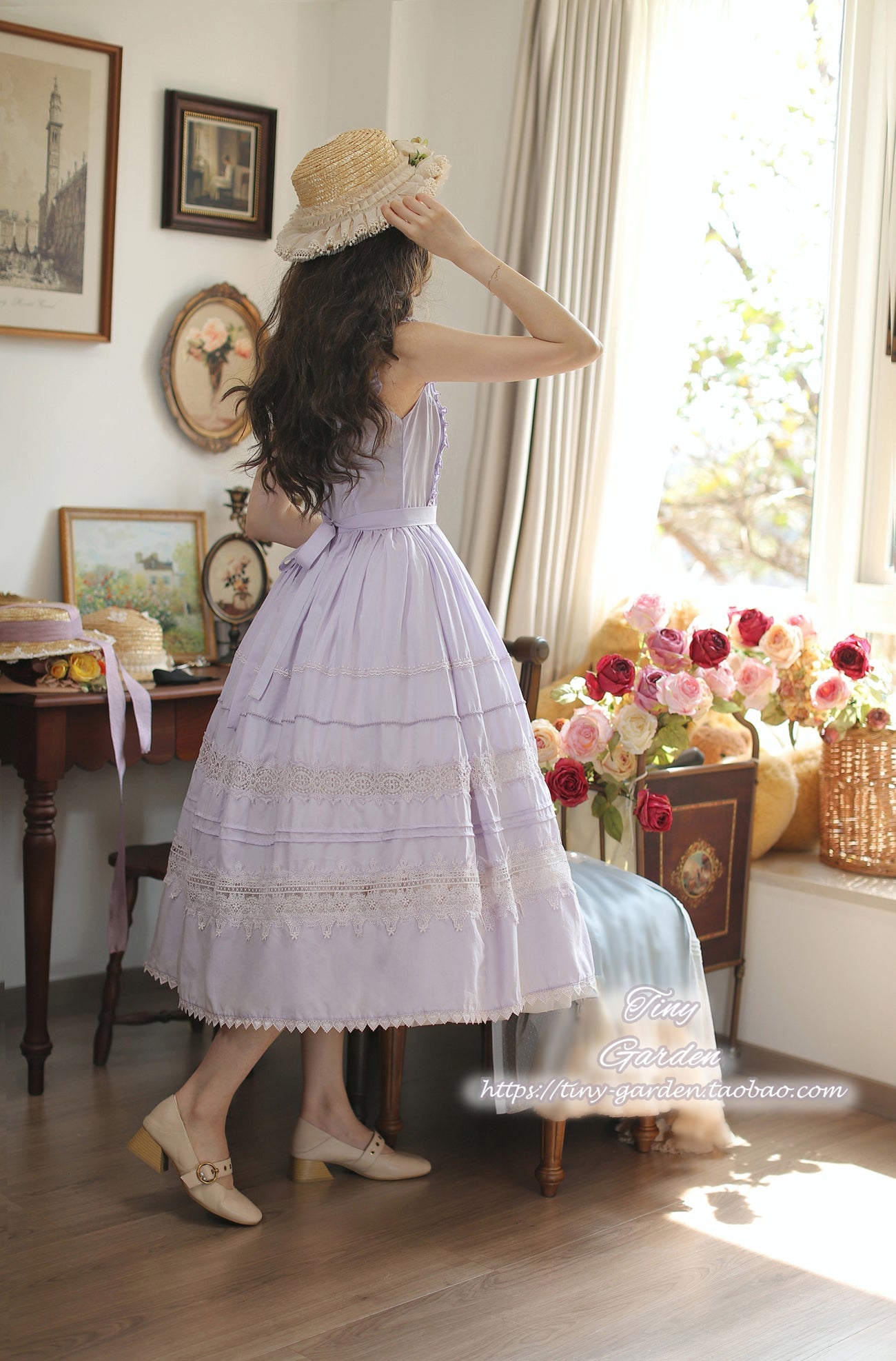 Tiny Garden - Spring Whisper - Solid Color Classic Lolita JSK Dress with Tulle Apron