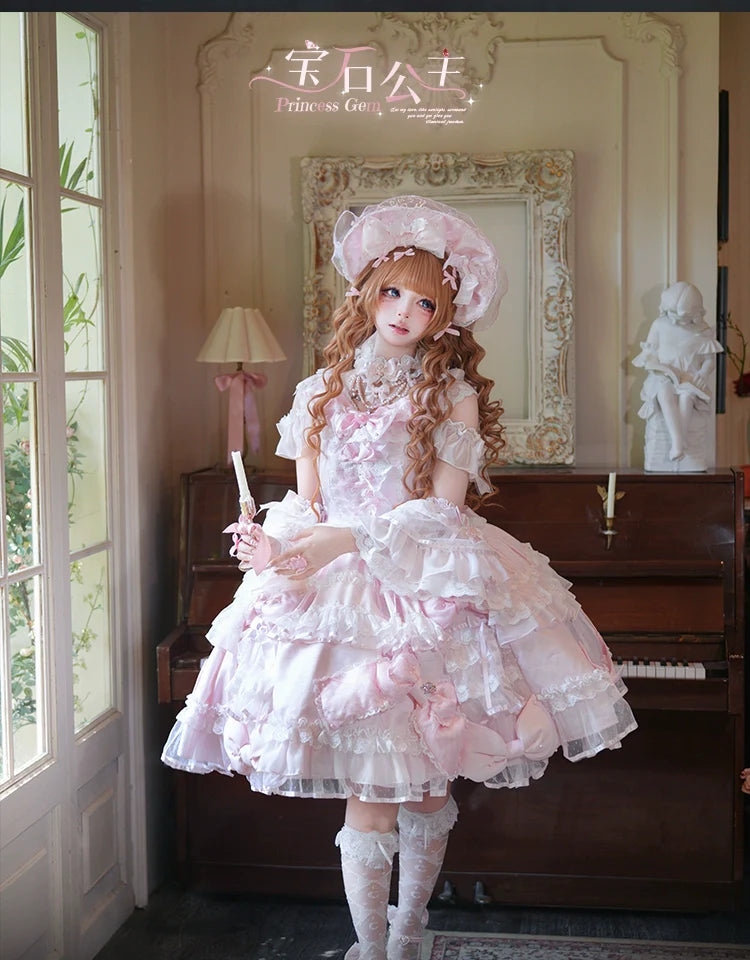 Mengfuzi - Gem Princess - Wedding Sweet Lolita JSK Dress Suit, Side Zipper