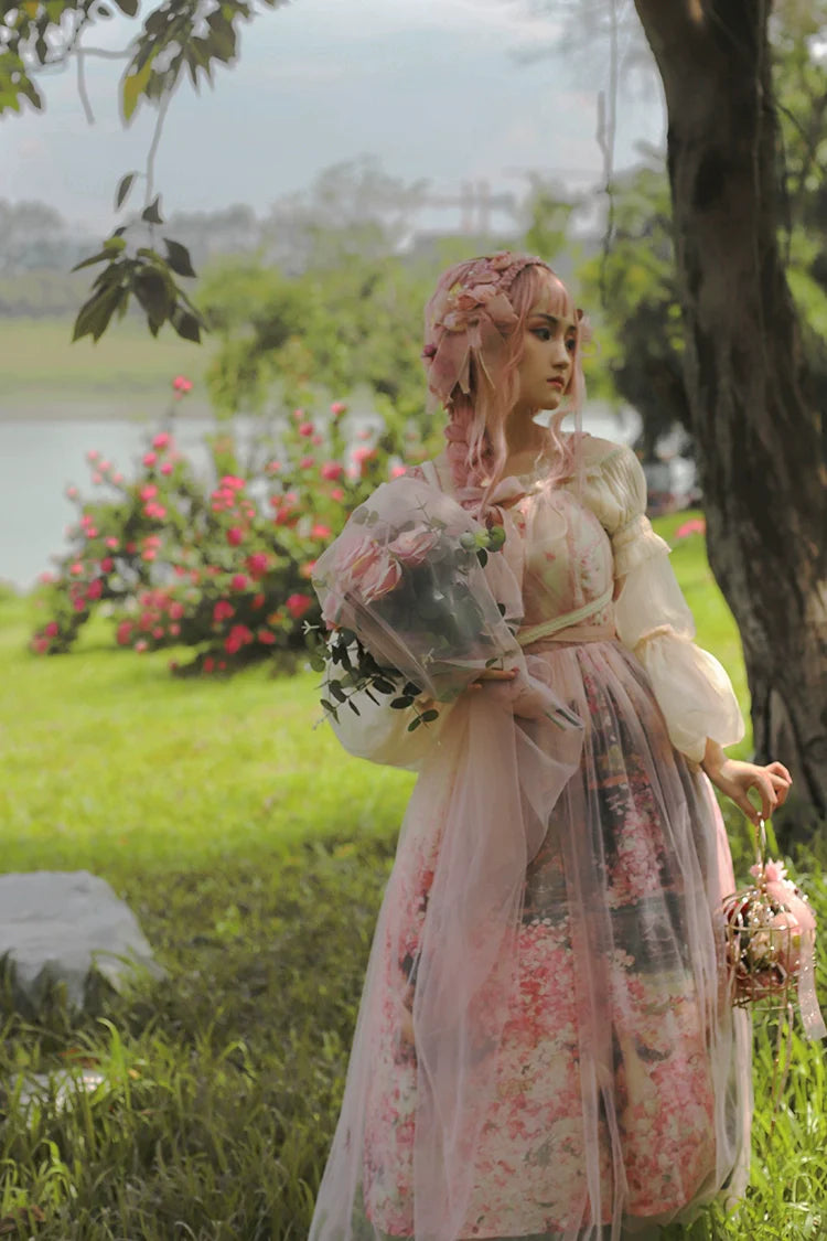 Balladeer - Classic Lolita Shirt Puff Sleeves Open Shoulder Blouse