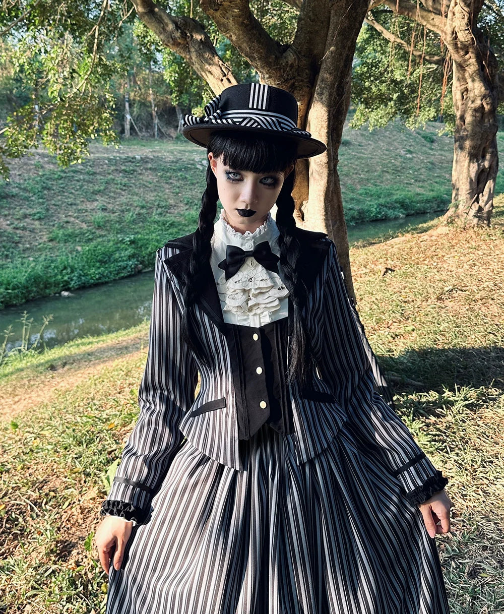 Miss Point - Classical Chocolate - Classic Lolita Skirt Elegant Striped SK