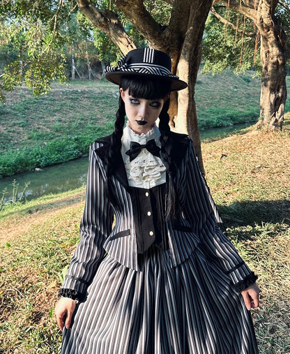 Miss Point - Classical Chocolate - Classic Lolita Skirt Elegant Striped SK