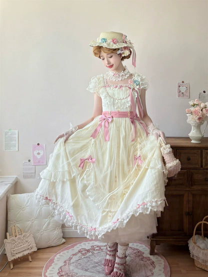 Uncle's Workshop - Fluttering Cherry Spring Strings - Cotton Sweet Lolita JSK Dress
