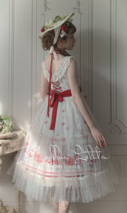 Bodhi Lolita - Strawberry Fruit Tea SP - Apricot Sweet Lolita Jumper Dress