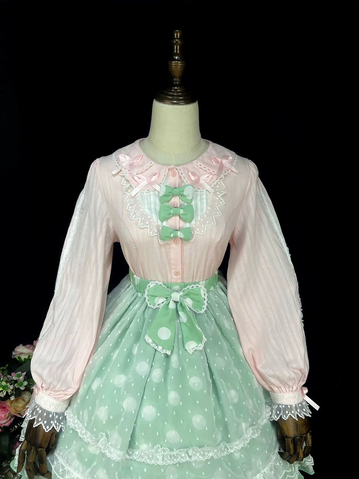 DMFS Lolita - Shank Lollipop - Cotton Lolita Blouse Doll Collar Bow Sweet Inner Top