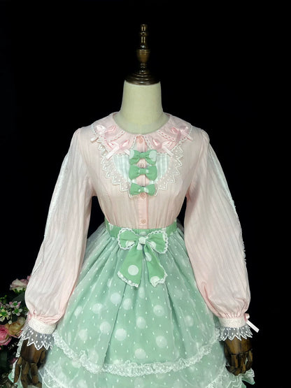 DMFS Lolita - Shank Lollipop - Cotton Lolita Blouse Doll Collar Bow Sweet Inner Top