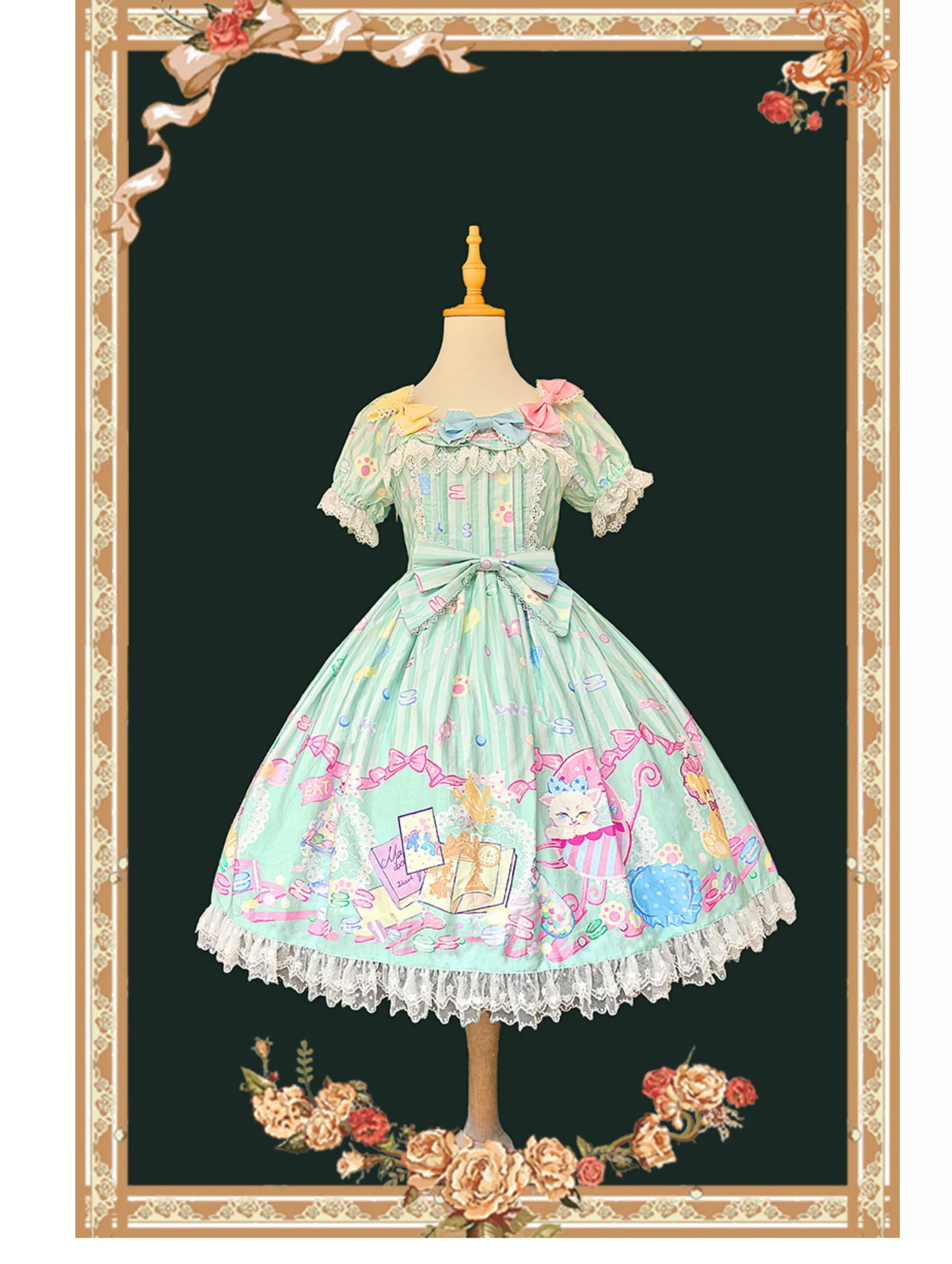 Infanta - Macaron Dolly House - Sweet Lolita OP Printed Dress, Side Zipper