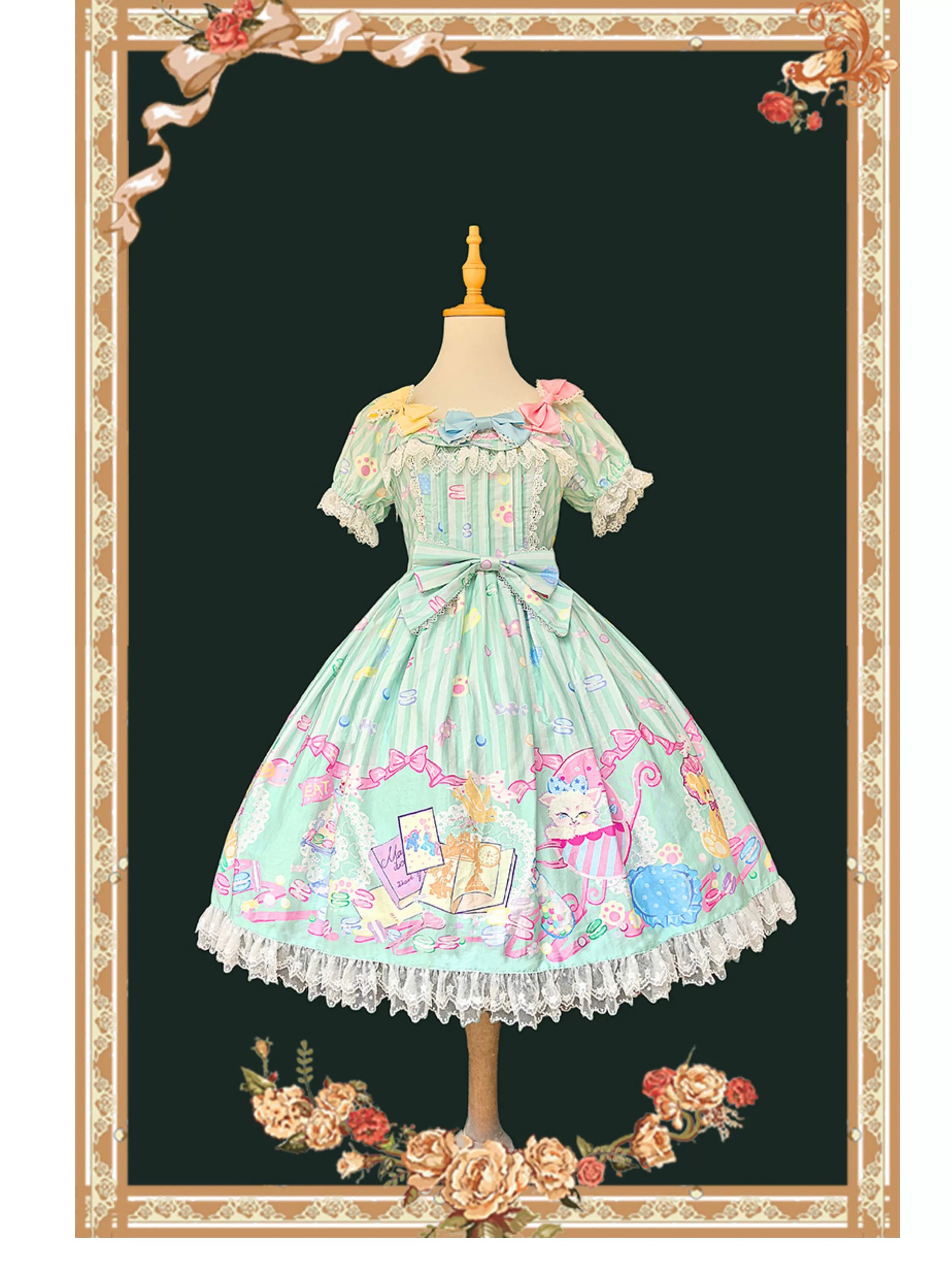 Infanta - Macaron Dolly House - Sweet Lolita OP Printed Dress, Side Zipper