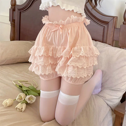 Sugar Girl - Cotton Lolita Bloomers Tiered Hem Cake Petticoat Shorts