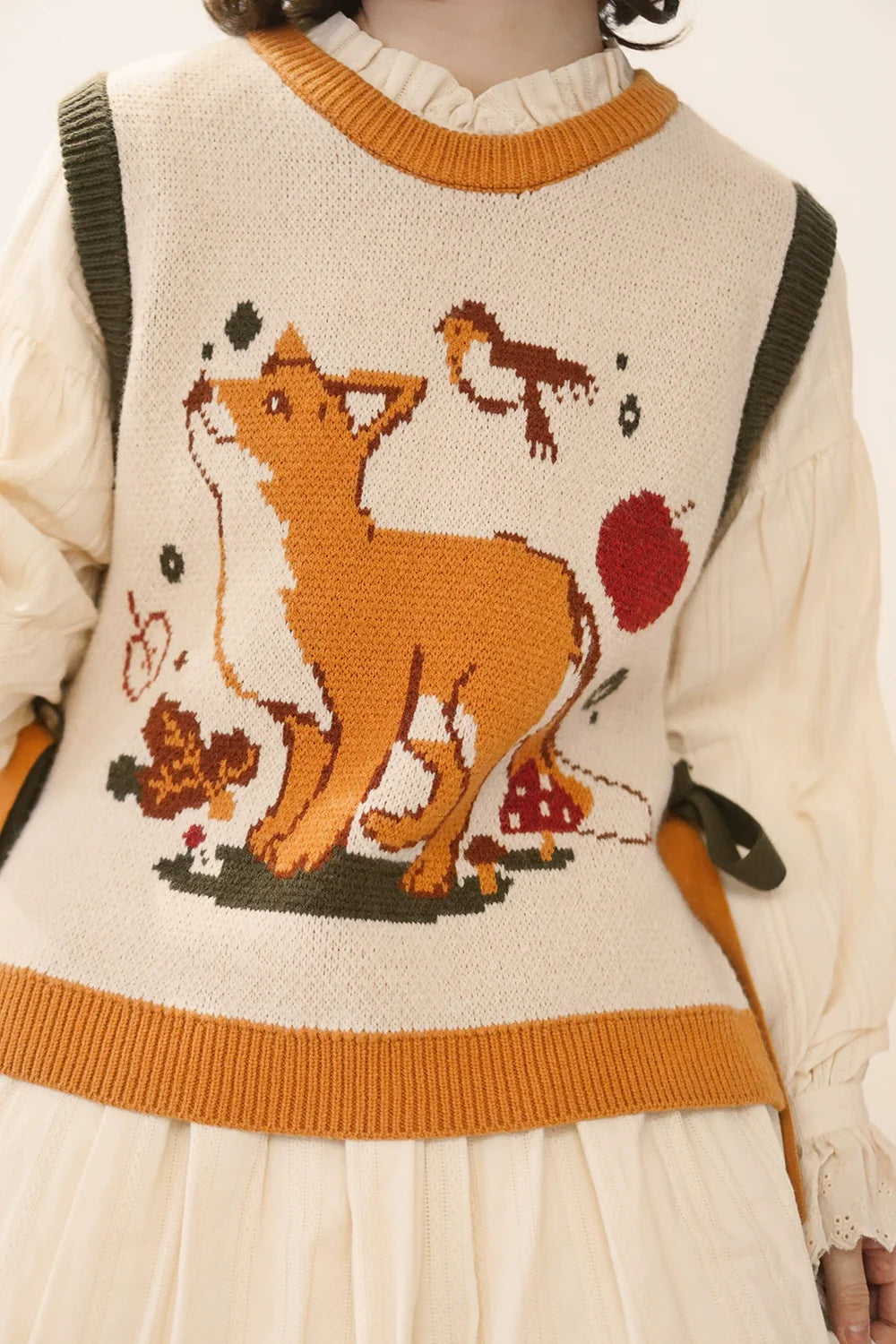 Miss Point - Chubby Fox in the Forest - Kawaii Lolita Vest Customized Lolita Sweater