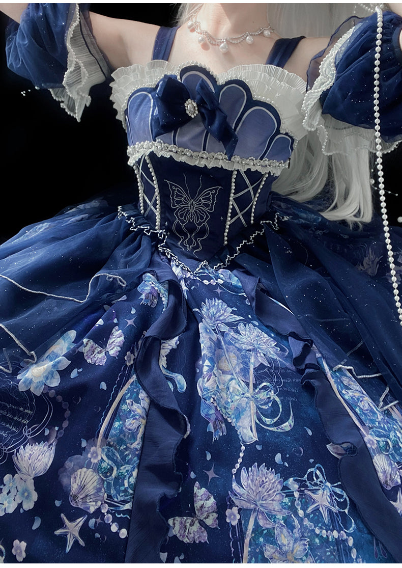 YingLuoFu - Original Elegant Lolita Blue Lolita JSK