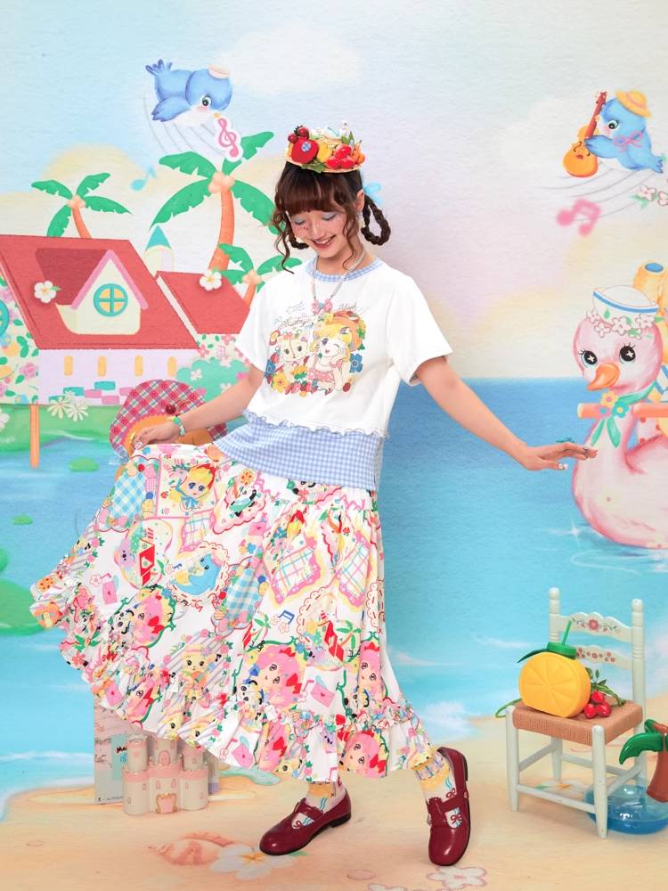 Retro print skirt【s0000009531】