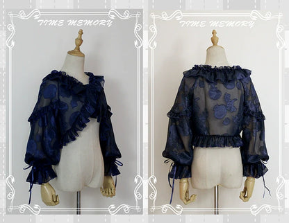 Time Memory - Xianbei - Sweet Lolita Chiffon Lantern Sleeve Cardigan with Bow