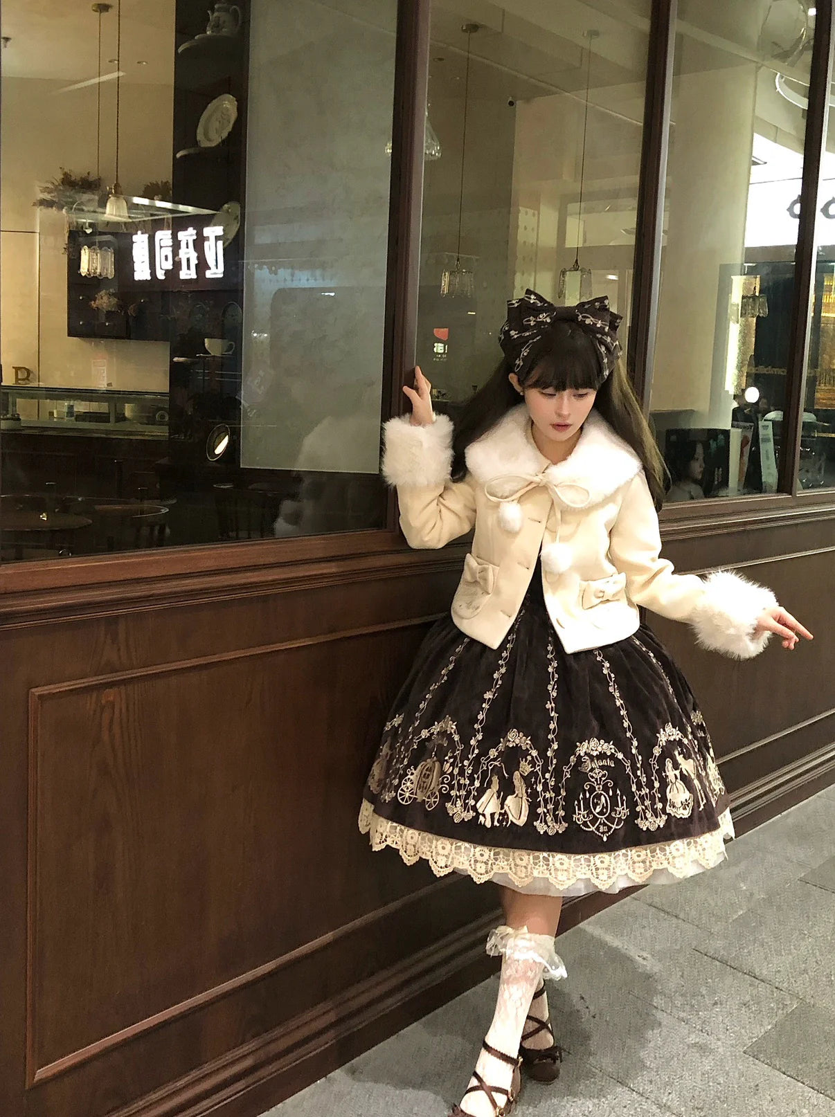 Sara Bell - Winter Story - Winter Kawaii Lolita Short Coat, Detachable Fur Collar