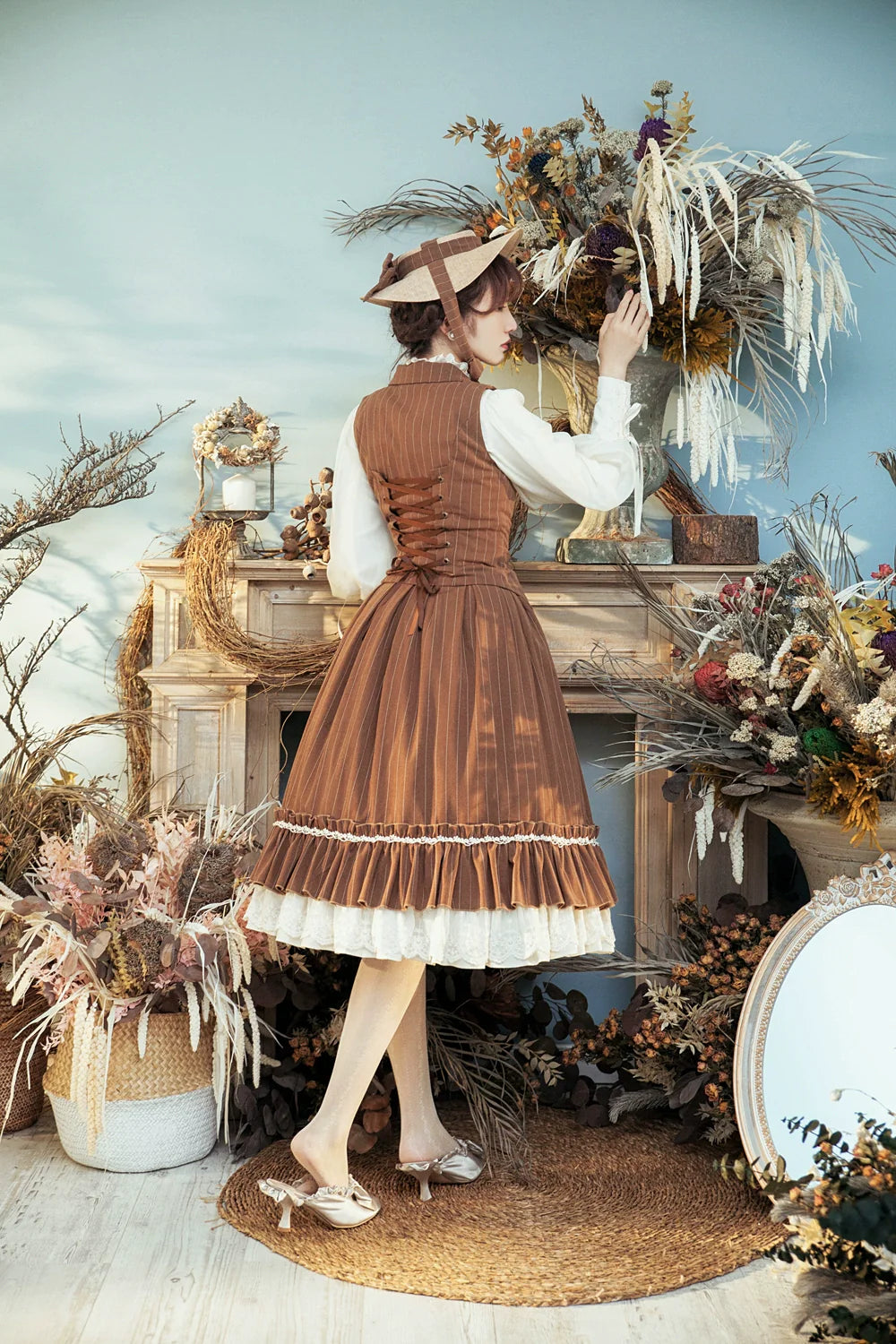 Miss Point - Rose Doll - Elegant Lolita Striped Fishbone Skirt